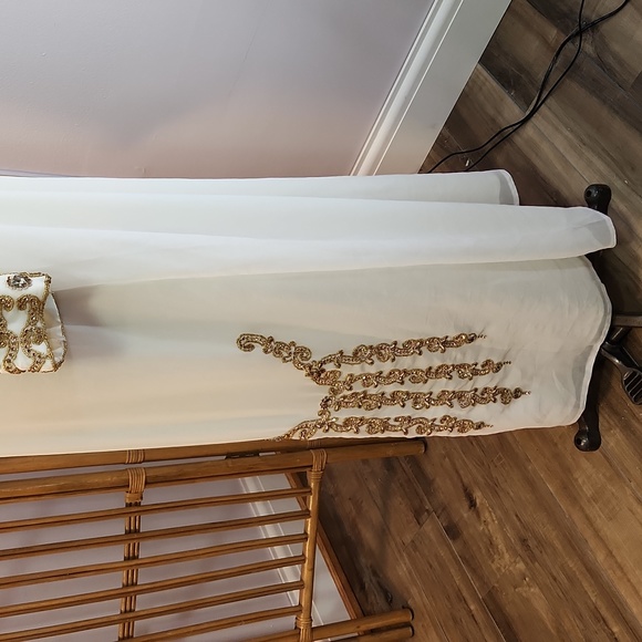 Abdulla Shehab Trading kaftan evening gown cream colored gold beads and crystals - Picture 13 of 16